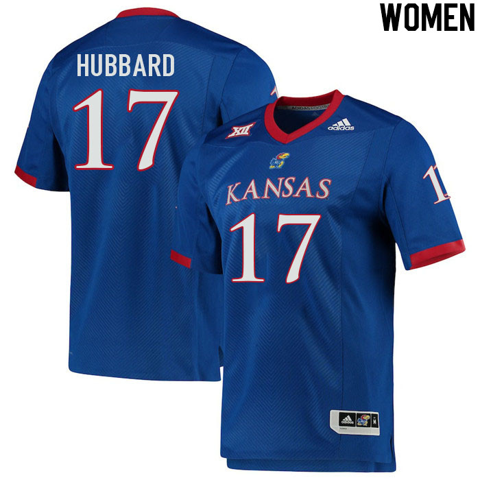 Women #17 Akili Hubbard Kansas Jayhawks College Football Jerseys Stitched Sale-Royal - Click Image to Close